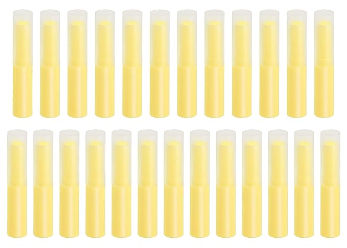 0.14oz Empty Flavored Lip Balm Container Tubes Plastic Homemade Moisturizing Lip Stick with Caps Bulk Fit for Women Adult DIY Making Supplies, 25 Count (Yellow)-VivaGrace Women