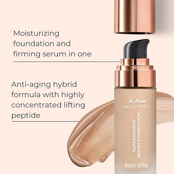 M. Asam MAGIC FINISH Supercharge Serum Foundation Creamy Nude (1.01 Fl Oz) - Moisturizing Make Up & Firming Face Serum In One, Anti-aging CC Cream With Optimal Coverage & Hyaluronic Acid-VivaGrace Women