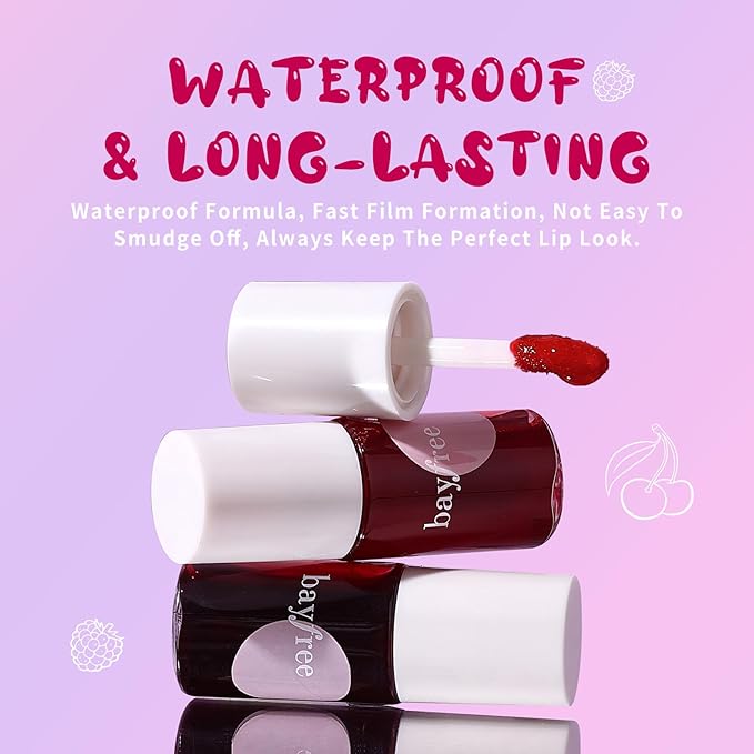 Lip Tint Stain, Long Lasting Korean Lip Stain Set, Non-sticky Waterproof Lightweight Lip and Cheek Tint, Moisturizing High Pigment Water Tint, Matte Finish Lip Tint-VivaGrace Women