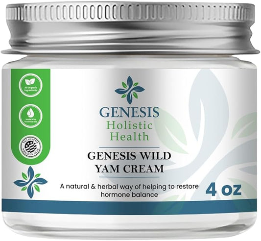 Genesis Wild Yam Root Cream, Organic Balancing Cream for Women, Deep Nourishment and Hydration, Made with Wild Yam Root, Chaste Tree Berry, and Red Clover, 4oz-VivaGrace Women