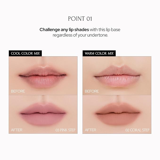 Tie Up Cover Tint - Waterproof & Long Lasting Lip Stain for Women - Korean Base Nude Tint Stick - Kbeauty Matte Gloss - Mood Color Changing (01 NUDY STEP, 0.2 Fl oz)-VivaGrace Women