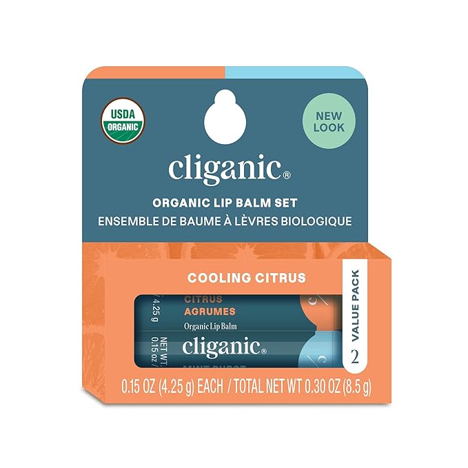 Cliganic Organic Lip Balm 2 pack - Cooling Citrus-VivaGrace Women