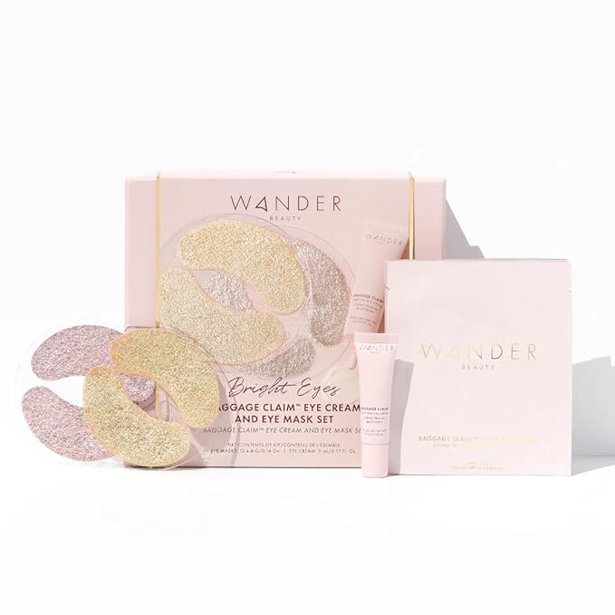 Wander Beauty Bright Eyes Baggage Claim Set - Skin Care Gift Set Includes Award-Winning Under Eye Masks & Eye Cream - The Perfect Gift for Brighter Under Eyes - Clean Beauty Gifts for Women - 0.33 oz-VivaGrace Women