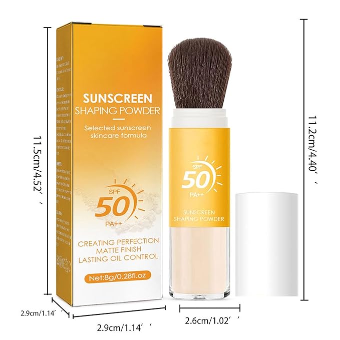 Mineral Sunscreen Setting Powder, Natural Translucent Mineral Brush Powder, SPF 50 PA++, Matte Makeup Setting Powder Long Lasting Oil Control Lightweight Breathable Face Powder for All Skin-VivaGrace Women