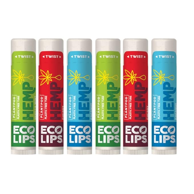 Eco Lips Organic Hemp Lip Balm with Beeswax, Coconut Oil, Vitamin E. Best Lip Balm to Soothe & Moisturize Dry, Chapped Lips (Variety, 6-Pack)-VivaGrace Women
