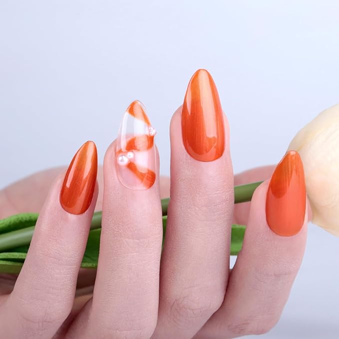 Imtiti Pearl Orange Gel Nail Polish, 1 Pcs 15ml Orange Color Soak Off LED Long-Lasting Nail Gel Polish Nail Art Starter Manicure Salon DIY at Home, 0.5 Fluid Ounces