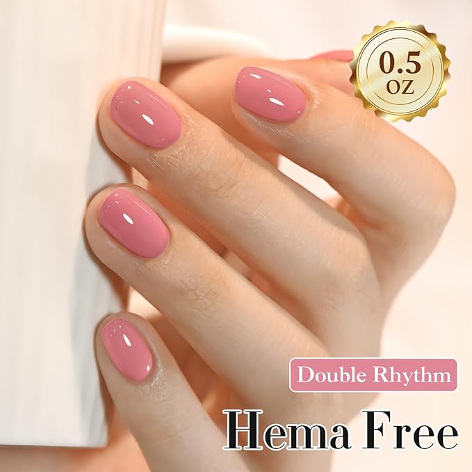 Double Rhythm 0.50 OZ Gel Polish Hema Free Same Color Same Bottle Golden Round Translucent Neutral Natural Milky 15 ML Jelly UV Polish Art DIY at Home (Coral Pink-C1517)