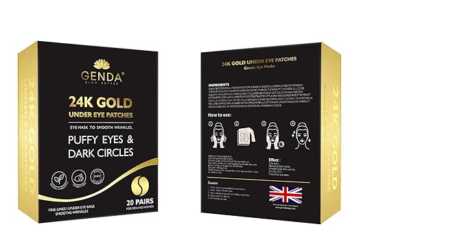 Under Eye Patches for Dark Circles and Puffy Eyes (20 Pairs) 24K Gold Gel Eye Masks Skincare, Vegan and Cruelty Free, Dry & Fine Lines, Eye Bags, Wrinkles, Hydrating, Soothing by GENDA-VivaGrace Women