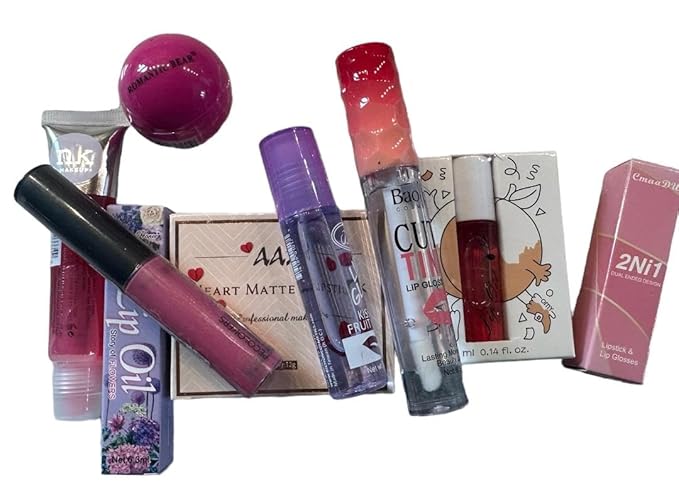 Diva Stuff Pink Lip Kit, 10 Lip Products Chosen At Random, Some Clear and Sheer and Some in Shades of Pink-VivaGrace Women