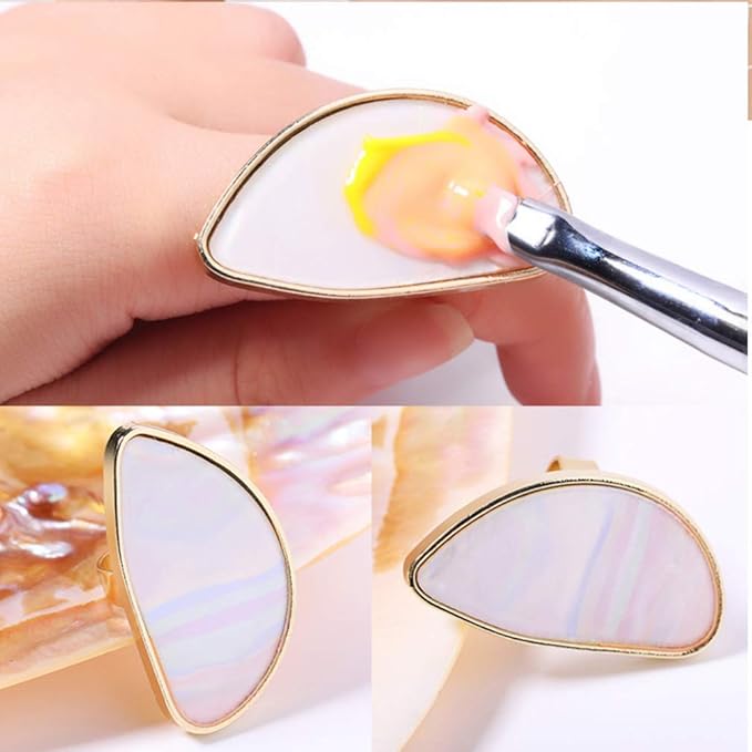 4pcs Ring Palette Nail Art Palette Blending Palette Pigment Palette Lip Color Palette Foundation Palette Rings Tools Manicure Palette Color Display Plate Mix Decorate Nail Set-VivaGrace Women