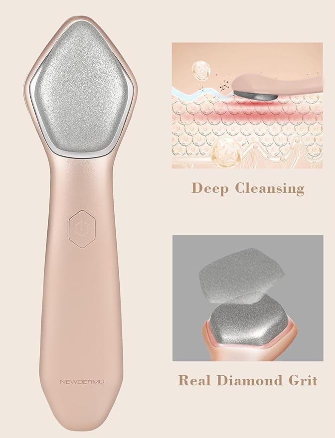 NEWDERMO Microdermabrasion Machine Pro, Large Diamond Electric Microdermabrasion Wand Tool With 3 Levels Frequency for Face Body Exfoliate Skin Care (Pink)-VivaGrace Women