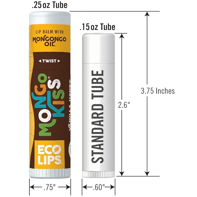 Mongo Kiss Organic Lip Balm 6-Pack by Eco Lips 100% Organic Beeswax & Cocoa Butter Lip Care with Mongongo Oil - Soothe & Moisturize Dry & Cracked Lips - Made in USA. (Pomegranate, Yumberry, Blood Oran-VivaGrace Women