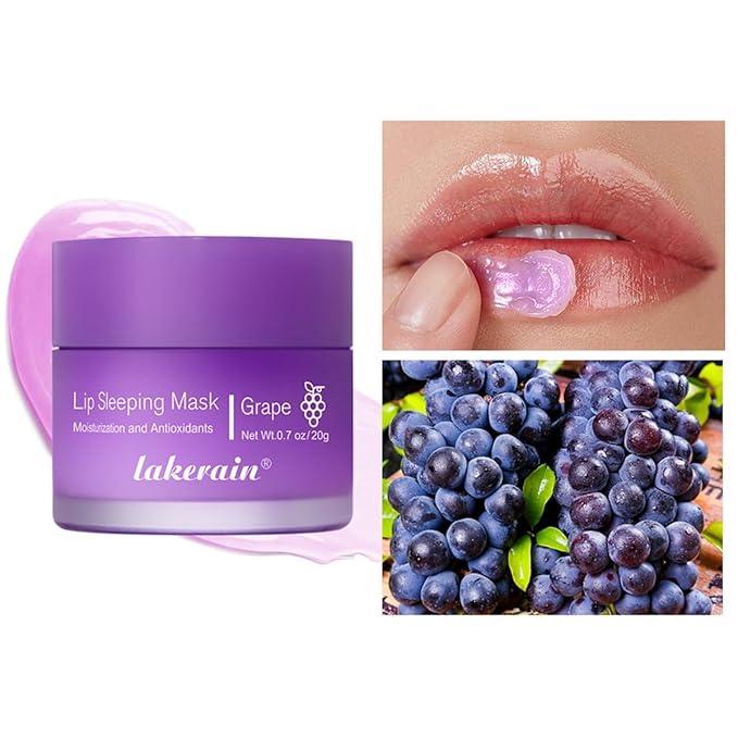 Hydrating Lip Sleeping Mask, Long Lasting Hydrating Night Lip Balms for Intensive Moisturizing and Care, Prevention Dry and Crack (GRAPE) 0.7 OZ-VivaGrace Women