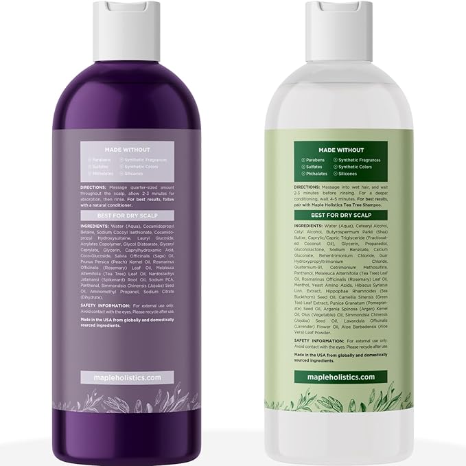 Sulfate Free Shampoo and Conditioner Set - Tea Tree Sage and Rosemary Shampoo and Conditioner for Dry Flaky Scalp Care - Deep Cleansing Color Safe Shampoo and Conditioner for Damaged Dry Hair Care-VivaGrace Women