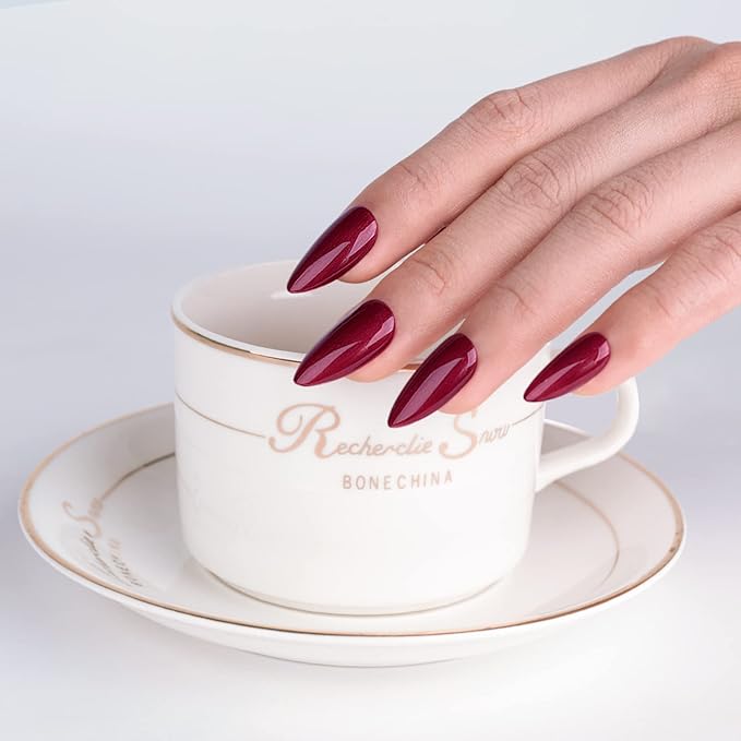 Imtiti Red Gel Nail Polish, 1 Pcs 15ml Pearl Red Color Soak Off LED Long-Lasting Nail Gel Polish Nail Art Starter Manicure Salon DIY at Home, 0.5 Fluid Ounces