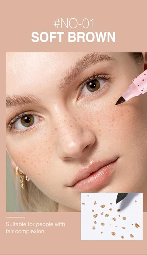 Freckle Pen Faux Freckle Pen Colour Pop Freckle Pen Supernaturally Realistic Freckles Makeup Brush Fantastic Freckles Pen Long-lasting Waterproof Soft-point Absorbent Pen For a Natural and Easy Makeup Look (Double)-VivaGrace Women