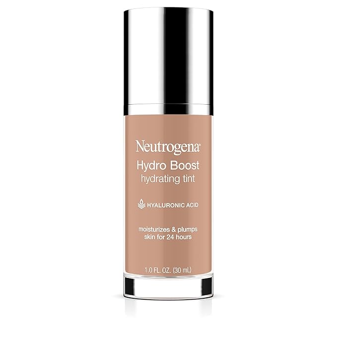 Neutrogena Hydro Boost Hydrating Tint Foundation Makeup for Dry Skin, with Hyaluronic Acid, Lightweight Oil-Free Water Gel, Non-Comedogenic, 50 Soft Beige, 1.0 fl. oz-VivaGrace Women