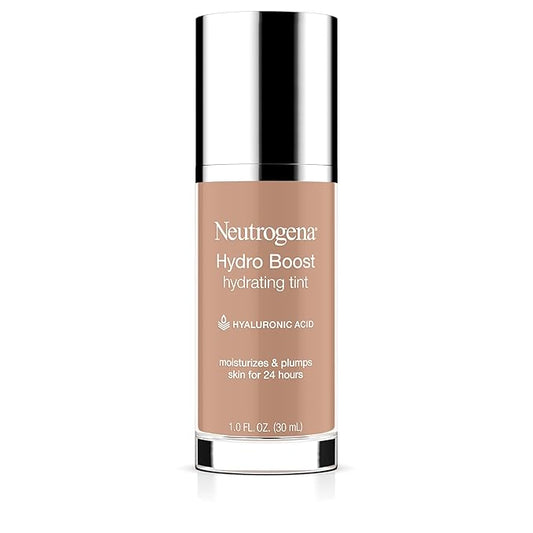 Neutrogena Hydro Boost Hydrating Tint Foundation Makeup for Dry Skin, with Hyaluronic Acid, Lightweight Oil-Free Water Gel, Non-Comedogenic, 50 Soft Beige, 1.0 fl. oz-VivaGrace Women