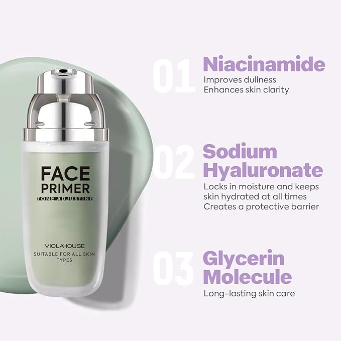 VIOLA HOUSE Face Primer, Tone Adjust Primer For Face Before Makeup-Refined, Bright And Smooth The Skin And Fills Fine Lines (Mint Green)-VivaGrace Women