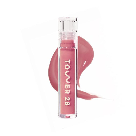 Tower 28 ShineOn Milky Lip Jelly, PISTACHIO, Non-Sticky, Hydrating Vegan Lip Gloss in Milky Nude Pink, Moisturizing Apricot and Raspberry Seed Oil, Clean, Cruelty Free-VivaGrace Women