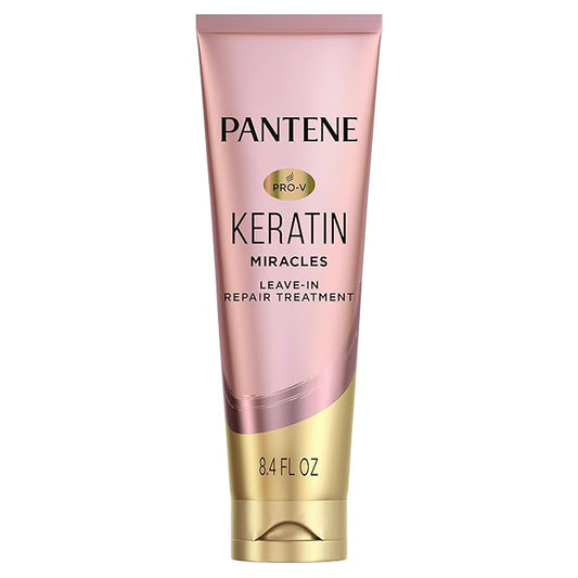 Pantene Keratin Leave-In Conditioner with Argan Oil, Protein Treatment for Dry, Damaged & Color-Treated Hair, Repairs Split Ends & Protects from Damage, Formaldehyde-Free, 8.4 Fl Oz-VivaGrace Women