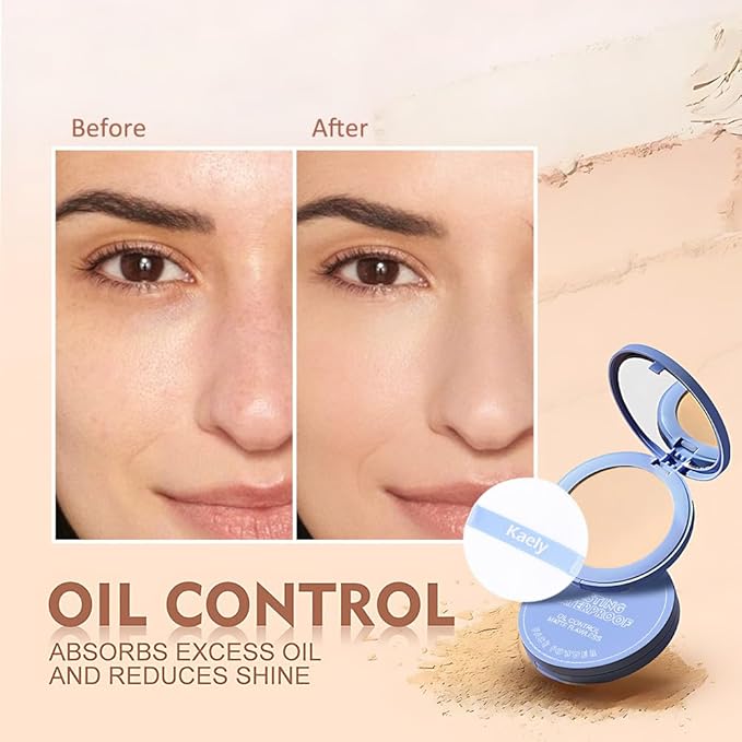 Oil Control Matte Perfection Face Pressed Powder, Matte Smooth Flawless Setting Powder Makeup, Polvo Compacto De Maquillaje, Waterproof Long Lasting, Cruelty Free, 0.35Oz (02 Natural Beige)-VivaGrace Women