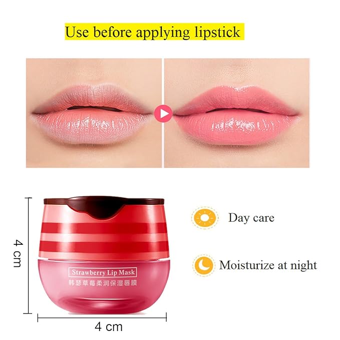2 Pcs Bee Lip Balm Honey Pot,Honey & Strawberry Lip Mask Propolis Moisturizing Lip Balm with Stick,Prevention Dry and Cracked Lip Scrubs,Exfoliator Lip Wrinkle Skin Care Products-VivaGrace Women
