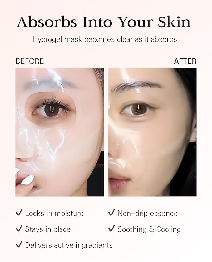 Nuborn Cell Hydrogel Collagen Mask | Advanced Stem Cell Face Mask for Dry Skin | 2% Niacinamide, Peptides, Collagen, and Hyaluronic Acid | Made in Korea, (4 masks) Pack of 1-VivaGrace Women