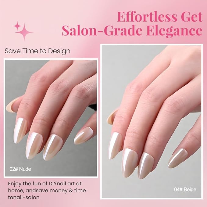 Chrome Beige Nude Beige Press On Nails Short Almond 90 Pcs Kit, Designer Reusable Acrylic Fake Nails with Glue, Glossy Soft Gel Nails for Women Wedding Party Gift - Stick On Glue On Nails Kit