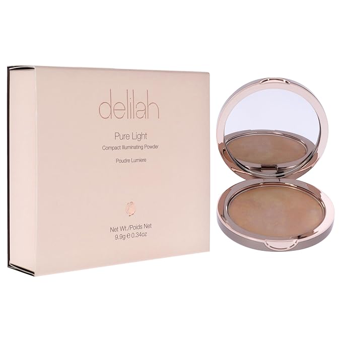 delilah - Pure Light Compact Illuminating Powder - Aura - Lightweight, Long Lasting, Loose Setting Powder Face Makeup For Brightening And Radiant Finish - Light Coverage - Vegan - Cruelty No-0.34 oz-VivaGrace Women