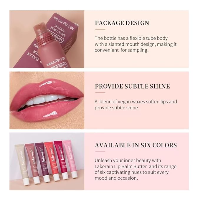 3 Colors Lip Butter Balm Set,Vanilla Vanilla Beige Brown Sugar, Lasting Moisture Non Stick Glow Resurrection Cream Lip Oil Gloss Trio Lip Care Makeup(123# Vanilla + Vanilla Beige+Brown Sugar)-VivaGrace Women