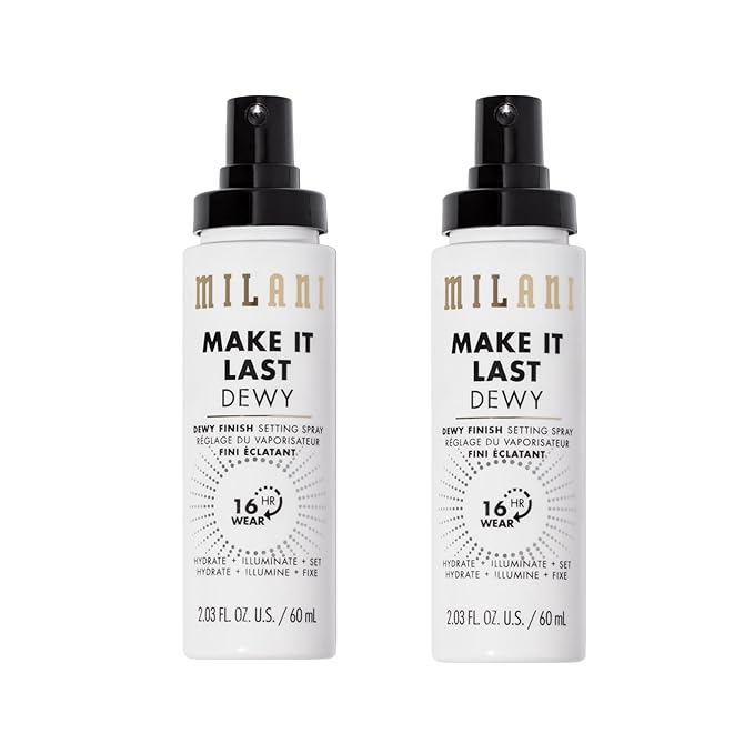 Milani Make It Last Dewy - Dewy Finish Setting Spray - 3 in 1- Hydrate + Illuminate + Set, Makeup Finishing Spray - Makeup Primer & Hydrating Setting Spray - 2 Pack-VivaGrace Women