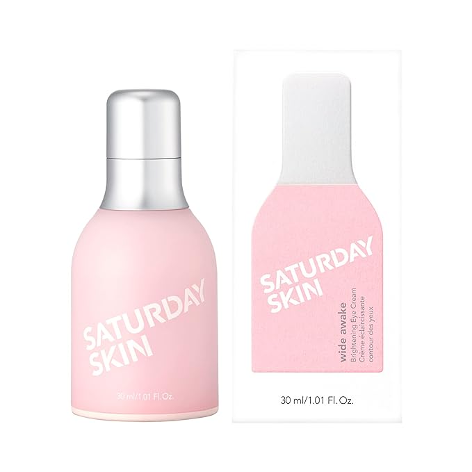 Saturday Skin Wide Awake Brightening Cream Illuminating Eye Cream for Wrinkles, Puffy Eyes+Dark Circles Lightweight, Moisturizing, Deeply Hydrates, Anti Aging Reduce Fine Lines 1.01 Fl Oz (30ml)-VivaGrace Women