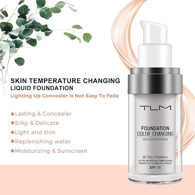 Color Changing Foundation, 2 Pack, Liquid, Moisturizing, Sunscreen, 30ml-VivaGrace Women