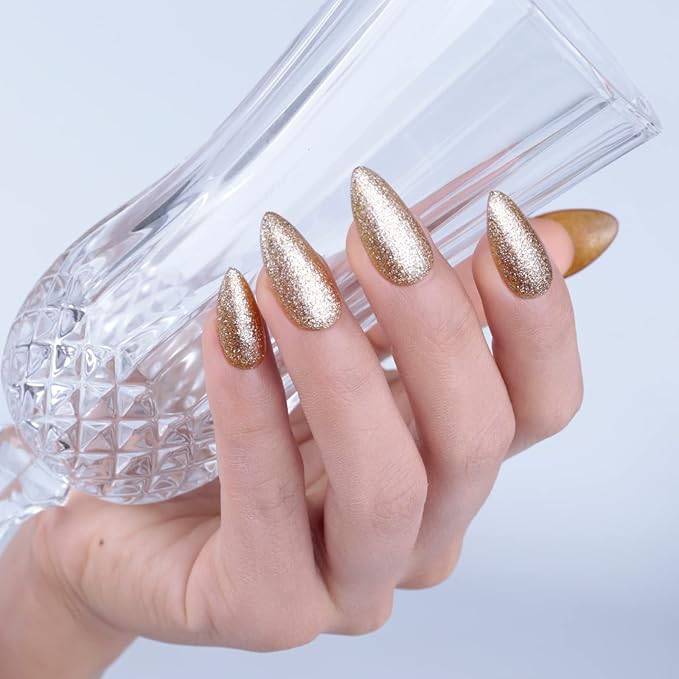Imtiti Gold Yellow Gel Nail Polish, 1 Pcs 15ml Platinum Glitter Color Soak Off LED Long-Lasting Nail Gel Polish Nail Art Starter Manicure Salon DIY at Home, 0.5 Fluid Ounces
