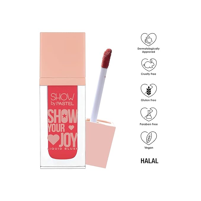Show Your Joy Liquid Blush 56 | Orange | Dewy Finish | Natural Looking | Clean Beauty | Moisturize The Skin Up to 24 Hours | Cruelty-Free | Natural and Fresh Looking | 0.141 fl.oz.-VivaGrace Women