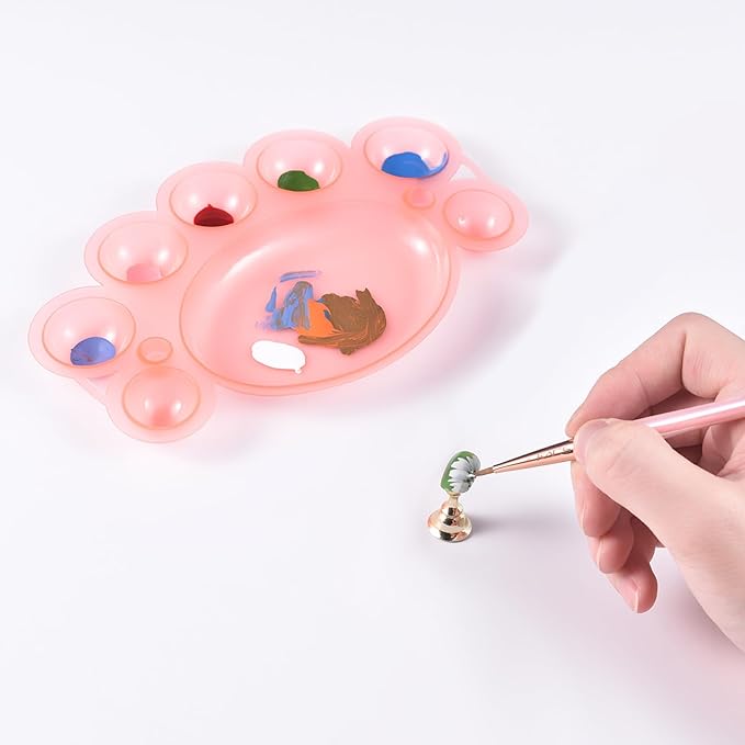 5Pcs ABS Makep Palette Nail Painting Palette with Stainless Steel Stirring Rod Nail Tool Set, Nail Art Polish Painting Mixed Color Palette-VivaGrace Women