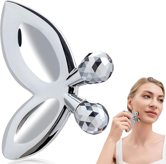 Ice Face Roller-3D Butterfly roller for Women,Stainless Steel Gua Sha Facial Massager Tool for Skin Tightening,2-in-1 Body Gua Sha Massager Tool for Muscle Ache&Lymphatic Drainage,Butterfly Decoration-VivaGrace Women