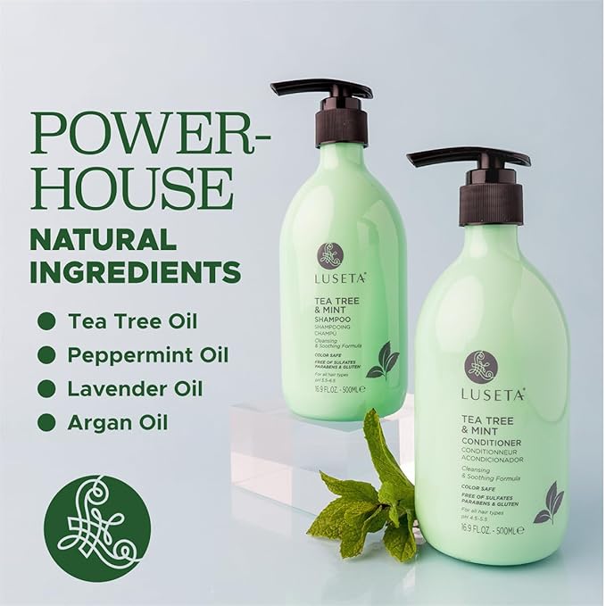 Luseta Tea Tree Mint Shampoo and Conditioner for Hair with Lavender, Tea Tree and Peppermint Oil Clarifying Shampoo and Conditioner, Sooth the scalp Fight Dandruff and Itchy for Women and Men-VivaGrace Women