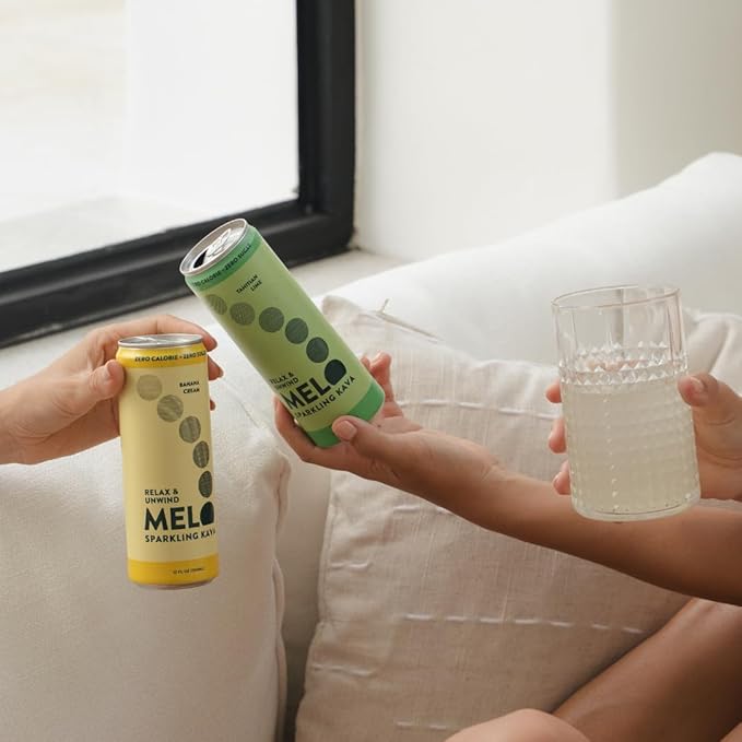 Melo Sparkling Kava Drink, Tahitian Lime, Sugar Free Non Alcoholic Drinks with Zero Calories, Gluten Free, Vegan, 100% Natural Mocktail with 750mg Kava Root per Drink, 12 Pack, 12 oz Cans-VivaGrace Women