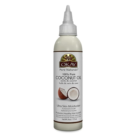 Okay 100% Pure Coconut Oil for Hair & Skin - Coconut Oil for Women & Men, Perfect for Body & Face, for Massage & Moisturizer, Natural - 6 Fl Oz Squeeze Bottle (Pack of 1)-VivaGrace Women