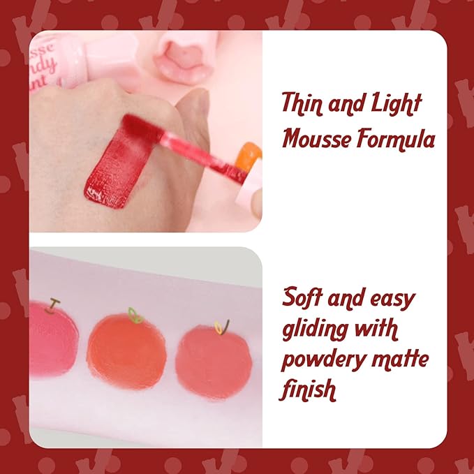 THESAEM Saemmul Mousse Candy Tint #7 Dark Cherry Mousse - High Pigment Matte Finish Long Lasting Lip Stain with Honey Extracts to Hydrate Lips - Weightless & Smudge-Proof, 0.3 fl.oz.-VivaGrace Women