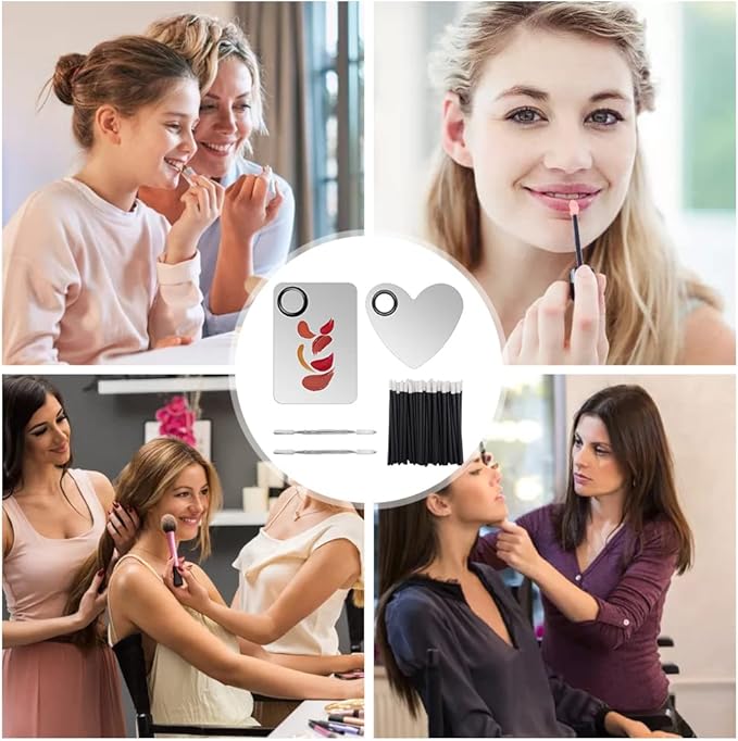 Makeup Palette Lipstick Applicator with Spatula Lip Gloss Brush Makeup Tool Set Suitable for Lipstick, Foundation and Other Cosmetic Color Mixing(Makeup Palette Set)-VivaGrace Women