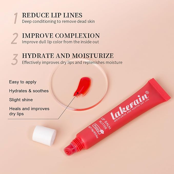 Lip Butter Balm, Day/Night Hydrating Lip Mask, Moisturizing Lip Balm Butter, Ultra-Nourishing Lip Care Moisturizer, Lip Butter Gloss Shine Lip Glow Oil Makeup#2 Vanilla Beige-VivaGrace Women