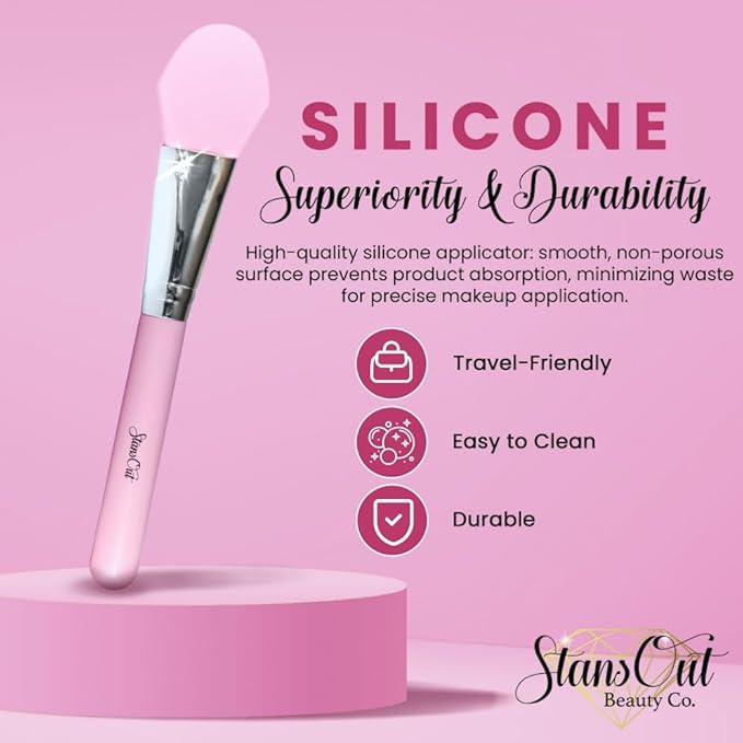 StansOut Foundation Applicator - Liquid Foundation Brush, for Cream or Powder - Easy to Clean - Travel-Friendly, Durable - Ideal for Professional Makeup Results - Pointed Shape, Smooth Silicone Edge-VivaGrace Women