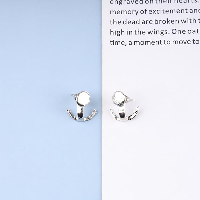 Boho Moon Ear Jackets Earrings Crescent Moon Stud Earrings Gold Sun Moon Earrings Minimalist Double Sided Round Earrings Jewelry for Women-VivaGrace Women