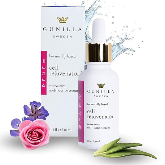 GUNILLA Cell Rejuvenator Serum | Anti-Aging Anti Wrinkle Hydrating Facial Serum for Fine Lines, Dark Spots with Organic Aloe Vera, Collagen, Elastin, Keratin, Vitamin C, Ginseng | 1 oz-VivaGrace Women