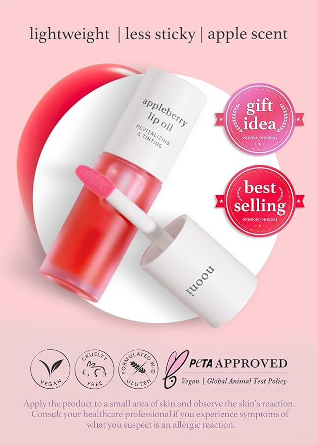 NOONI Vegan Lip Oil Bundle - Appleberry & Appleclear | Lip Stain, Long Lasting, Moisturizing, Plumping, Korean Lip Tint-VivaGrace Women