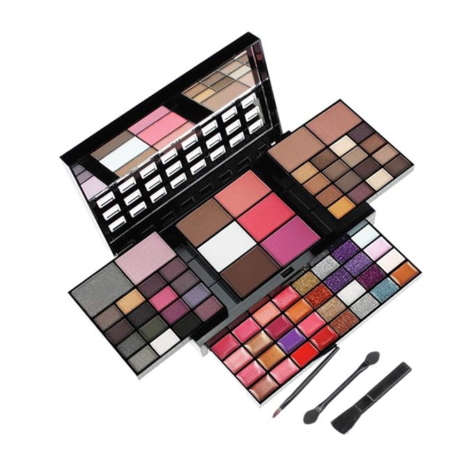 All-in-One Makeup Gift Set Carry All Makeup Kit for Women Full Kit With Makeup Bag Lipgloss Lipstick Concealer Blush Foundation Face Powder Eyeshadow Palette Cosmetic Palette #2-VivaGrace Women