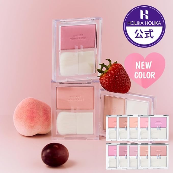 HOLIKA HOLIKA Infusing Blush with Brush - Lightweight, Smooth, Blendable Cheek Blusher, Sebum-Control, Natural Pore Coverage, Built-In Brush, Long-Lasting Pigment for Romantic Mood (02 ROSERA)-VivaGrace Women